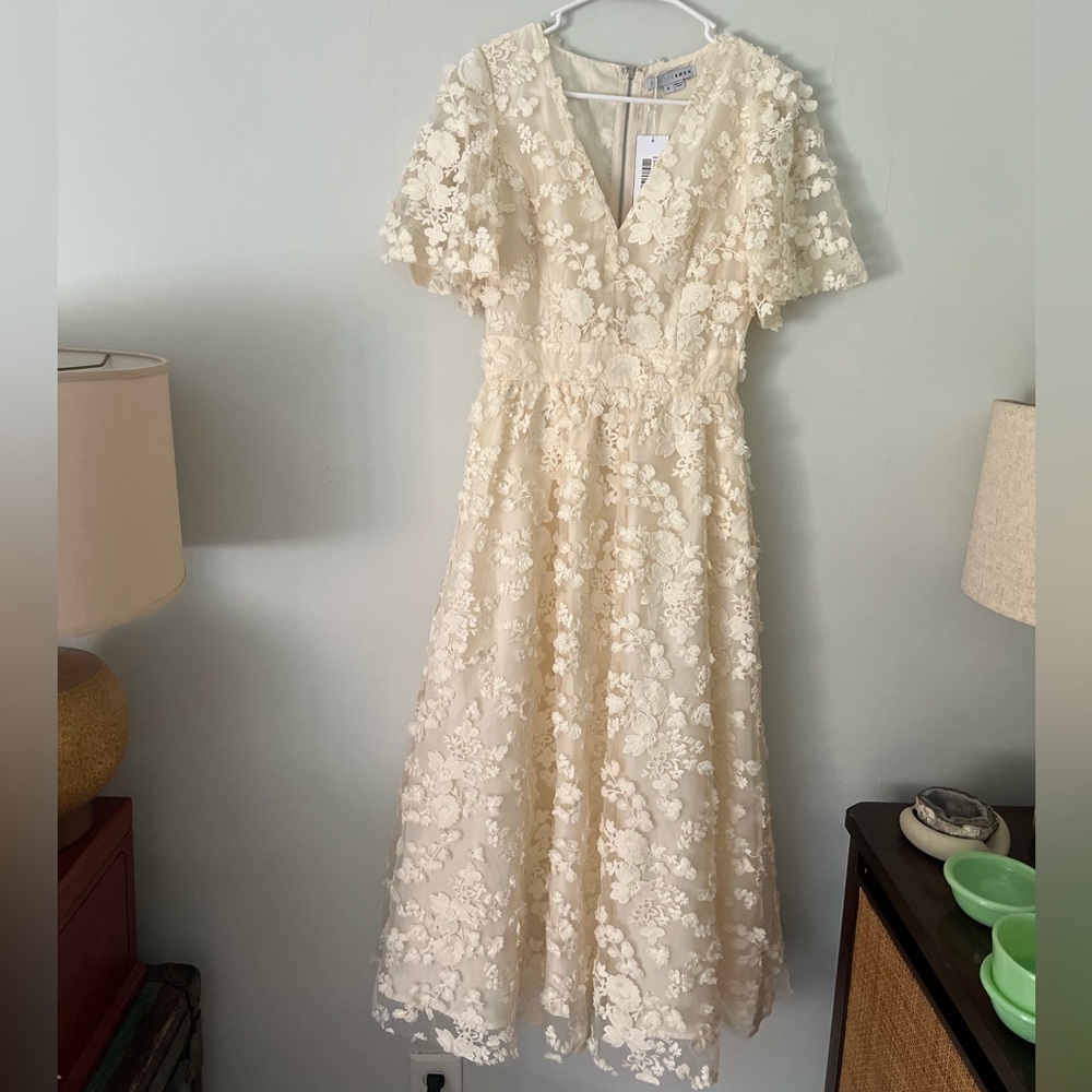Baltic Born Cream Floral Lace Midi Dress